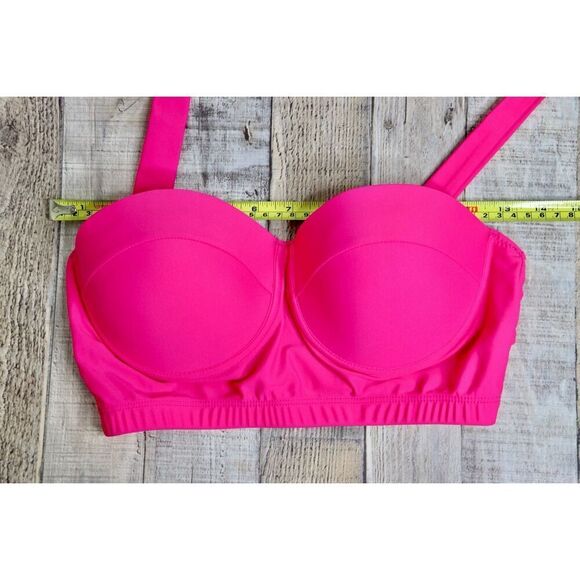 Retro Sexy Hot Pink Underwire‎ Bikini Halter Swim Top MEDIUM 60s Inspired Beach - Picture 3 of 8